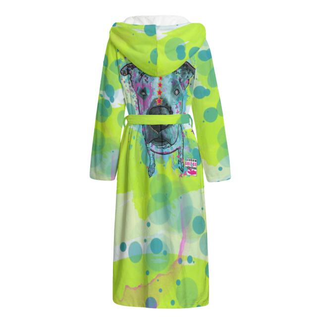 Preview: Bunter Bademantel Sancho aus Flanell – flauschig & farbenfroh, Größen S–2XL